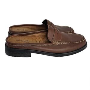 Bass Weejuns Brown leather Penny loafers Slip On Shoes Women's Preppy Moc Toe 8m